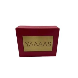 Fun YAAAAS Trinket Box Hot Pink with Brass Plate on Top